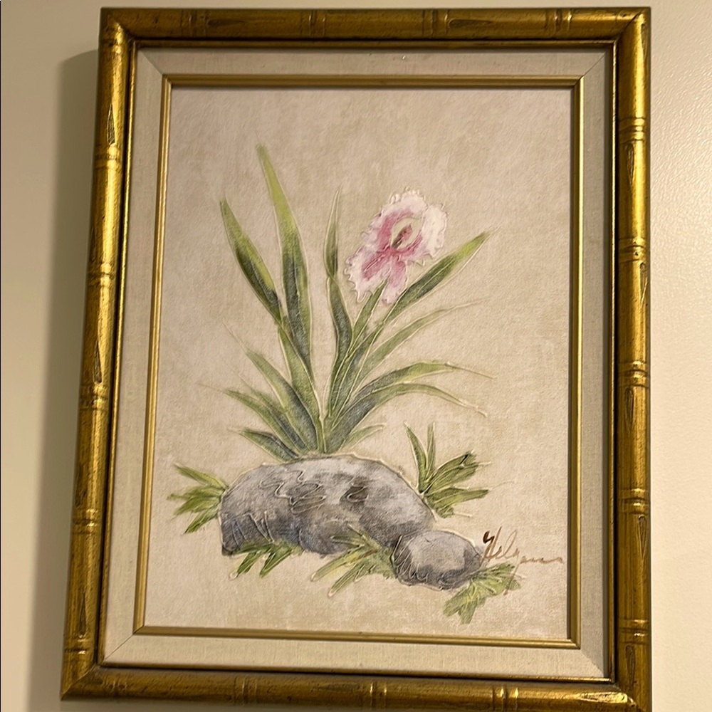 Framed Floral Watercolor Painting